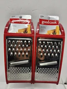 2-Buon cuoco, grattugia, ROSSO con grattugia in acciaio inox, 3 griglie diverse - Foto 1 di 2