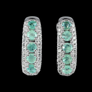 Natural Emerald 3mm Simulated Cz Gemstone 925 Sterling Silver Jewelry Earrings