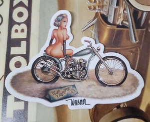 Calcomanía Keith WEESNER personalizada FLATHEAD CHOPPER PinUp Girl gga de colección Old Bobber Harley - Imagen 1 de 4