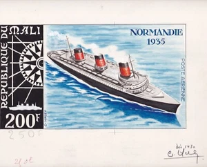 Mali, Maquette Art Drawing. Normandie ship. 1971 - Picture 1 of 5