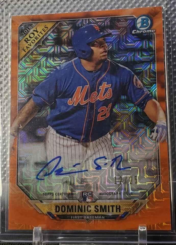 2018 Bowman Chrome Orange Refractor Dominic Smith RC AUTO /25 Rookie Card - Image 1 of 4