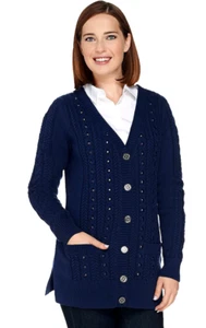 C. Wonder Size Large Red Boyfriend Cable Knit Cardigan with Embellishments - Picture 1 of 4