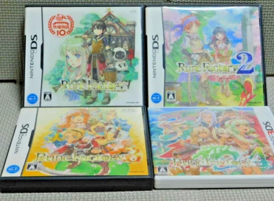 Lot 4 Rune Factory 1 2 3 4 set Nintendo DS 3DS Japan Ver. Tested Marvelous - Image 1 of 3