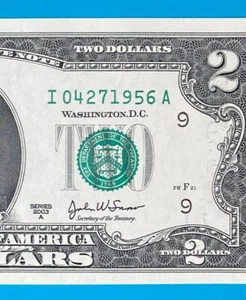 April 27, 1956 : I 04271956 A BIRTHDAY Note $2 Two Dollar Bill *UNC* - Picture 1 of 3