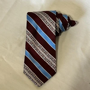 Wembley Wemlon Mens Dark Burgundy  Blue White Pattern VTG Vintage 4 X 54 - Picture 1 of 7