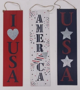 Holz Wand Wohndeko 4. Juli patriotisch rot weiß blau - Bild 1 von 2