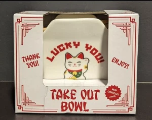 Take Out Bowl Lucky You Cat Noodle Bowl and Chopsticks Set - NIB - Picture 1 of 7