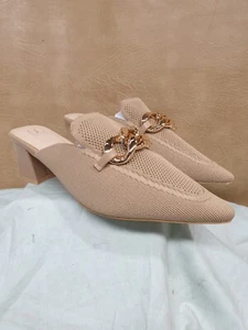 Cosy Island Schuhe Gold Kettenglieder Spitz zulaufend Absatz Pantoletten Größe 11 US. - Bild 1 von 14