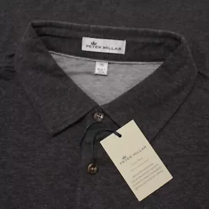 Peter Millar NWT Long Sleeve Polo Shirt Size XL in Gray Cotton/Cashmere Blend - Picture 1 of 10