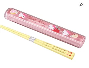 JAPAN Sanrio Heart Hello Kitty Fruit Apple Chopsticks + Chopstick Box Case Set - Picture 1 of 3