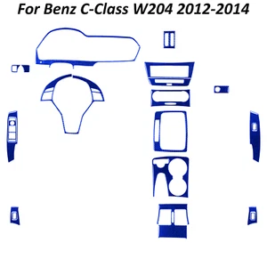 23Pcs Blue Carbon Fiber Full Interior Kit Aufkleber für Benz C-Class W204 12-14 - Bild 1 von 7