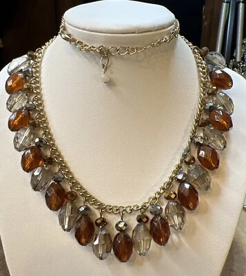 Collar Vintage Avon JJH Tono Dorado Cristal Cuentas Años 80’s Foto 1 de 4