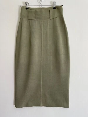 Vintage 1985 Azzedine Alaia Bandage Skirt High Waist Seam Detailing Green Small - Image 1 of 4