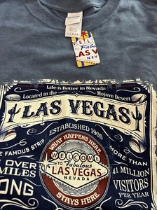 Las Vegas Nevada Shirt Adult Medium Blue Graphic Tee Short Sleeve Crew Neck L - Picture 1 of 5