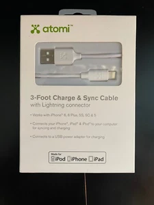Atomi 3 Fuß Blitzanschluss für Apple iPhone, iPad, iPod 6,6 Plus,5S,5C,5 - Bild 1 von 2