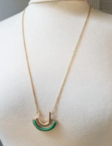Light Green Gold Finish Long Necklace F - Picture 1 of 1