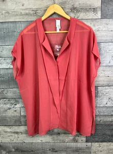 Wynne Layers Shirt Blouse Top Size XL Pink Red Sheer Chiffon Drapey Marla - Picture 1 of 9