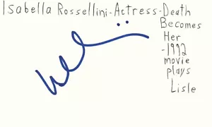 Tarjeta indexada firmada autografiada por la actriz Isabelle Rossellini Death Becomes certificado de autenticidad JSA - Imagen 1 de 2
