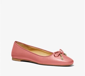 Michael kors Nori Leather Ballet Flat Shoes Women Sunset Rose Leather Almond toe - Picture 1 of 5