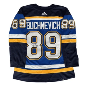 Camiseta deportiva local Adidas autografiada por Pavel Buchnevich St Louis Blues - certificado de autenticidad JSA - Imagen 1 de 3