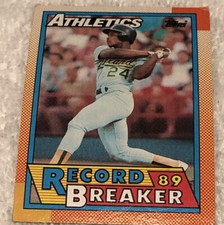 1990 Topps Rickey Henderson '89 Record Breaker #7 Oakland A's HOF