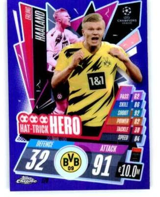 2020-21 Topps Chrome Match Attax UCL Purple Refractor #176 Erling Haaland /299 - Image 1 of 2