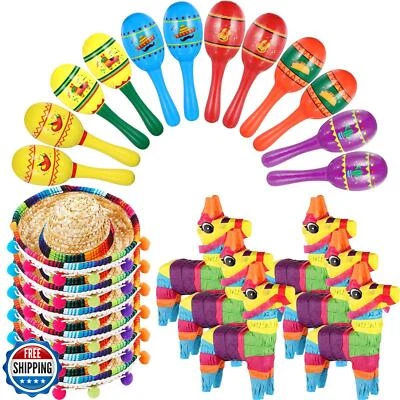 Hungdao 24 Pcs Mexican Fiesta Decorations Includes Mini Donkey Pinata Wooden  - Image 1 of 4