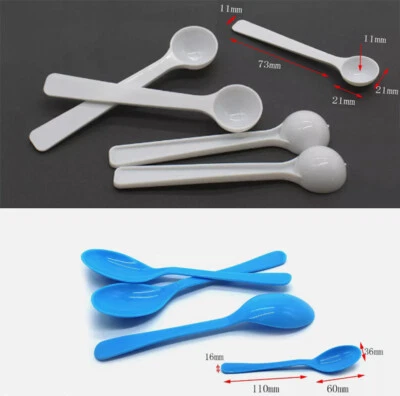 White/Blue Plastic Spoons Strong Spoon Reusable Plastic for Chemical Experiments - Image 1 of 4