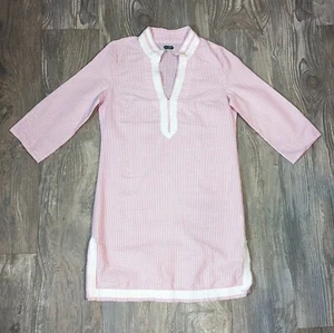 Mudpie Tunic Coverup Beach Casual Sears Sucker Pink White Striped Size Small - Picture 1 of 7