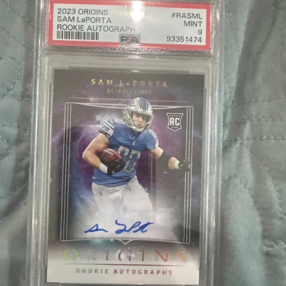 2023 Panini Origins Rookie Autographs Sam LaPorta #RASML (AU RC) PSA 9 MINT - Image 1 of 4