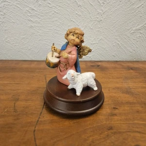FONTANINI DEPOSE ITALY I FOUND HIM DRUMMER BOY ANGEL CHERUB FIGURE With Lamb - Picture 1 of 7
