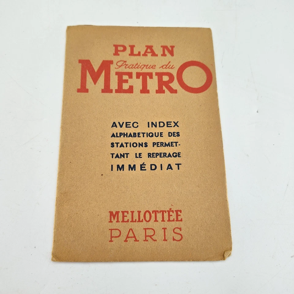 Mapa plegable vintage del metro de París de los años 40 Mellottée París con estación mapa desplegable Foto 1 de 4
