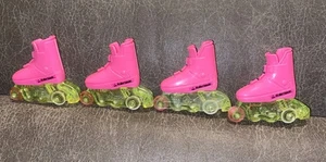 BARBIE... LOTTO DI 4 LAME A RULLO NEON VINTAGE ROSA CALDO E GIALLO - Foto 1 di 2