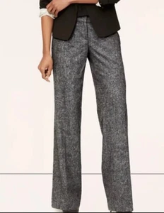 Ann Taylor Anzughose 4 grau Schurwolle Donegal Tweed weites Bein Einschubtaschen - Bild 1 von 12