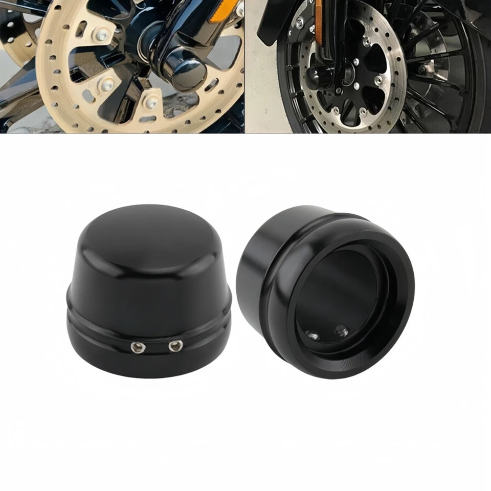 Cubiertas de tuerca de eje delantero para Harley Touring Electra Street Road Glide King negras Foto 1 de 4