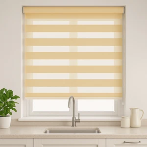 Day & Night Natural Zebra Roller Blind Easy Fit Light Filtering Window Blinds - Picture 1 of 3