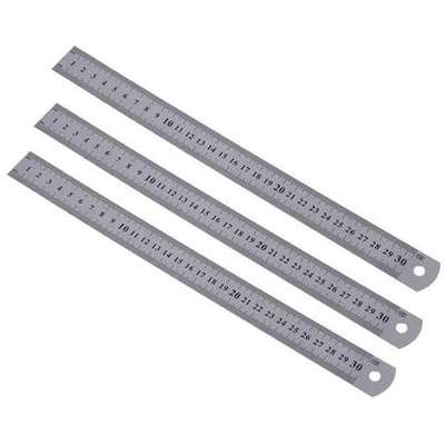 3X Stainless Steel Ruler Measure Metric Function 30cm 12Inch U1B72085 - Image 1 of 3