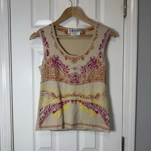 Carlisle hellbraun ärmellos bestickt Seidenmischung Tank Größe Medium bunt - Bild 1 von 3