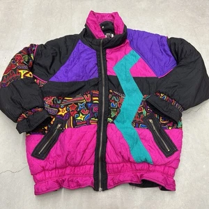 Vintage Janeve Geometric Zig Zag Puffy Ski Jacket/Windbreaker | Tagged Size: L - Picture 1 of 12