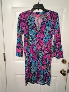 NWOT Lilly Pulitzer Norris Dress XS Aegean Navy Calypso Coast 3/4 Sleeves X SM - Picture 1 of 5