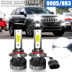 For Jeep Grand Cherokee 1999-2017 White LED Headlights High Beam Bulbs 9005/HB3 - Picture 1 of 9