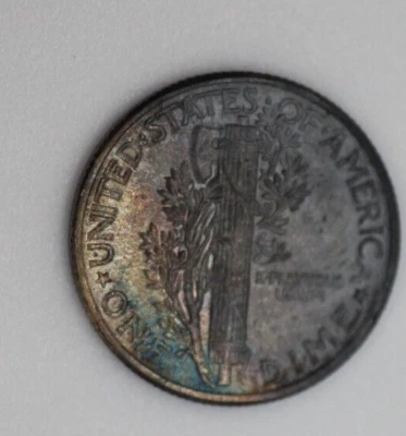 1944 P Mercury Dime  Unc Ender toned  - Reverse Clashed Die  864 - Image 1 of 2