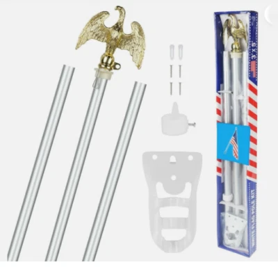 6FT Flag Pole Aluminum Durable Rust Free Wind Resistant Kit w/ American Flag 3x5 - Image 1 of 4