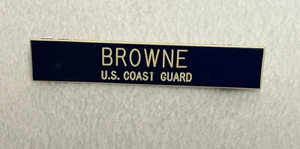 Vintage Spilla Giacca Targa Nome Personalizzata Uniforme Servizio Guardia Costiera U.S. Browne. USA - Foto 1 di 3