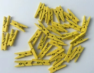 Mini Deko Clips Holz Klammern Basteln Wäscheklammern Dekoklammern Gelb Orange  - Bild 1 von 3