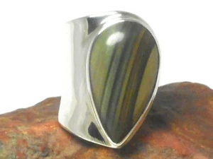 ANILLO ajustable de plata de ley 925 con jaspe imperial - con sello - Imagen 1 de 6