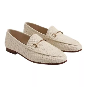 Mocassini eleganti Sam Edelman beige lino rafia punta mandorla punta loraina taglia 10 - Foto 1 di 7