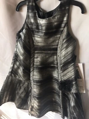 Vestido Isobella and Chloe Niñas Negro Plata Gris Y Carbón Línea A Talla 5- Nuevo Foto 1 de 4