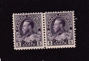 CANADA # 112 VF-MLH KGV 5cts BLUE PAIR OF ADMIRALS CAT VALUE $120 - Picture 1 of 1