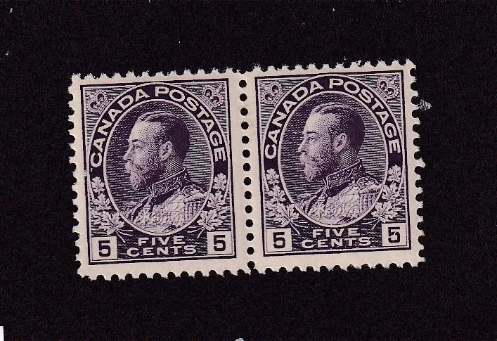 CANADA # 112 VF-MLH KGV 5cts BLUE PAIR OF ADMIRALS CAT VALUE $120 - Image 1 of 1